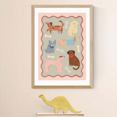 East End Prints Dogs in Sage and Pink Print