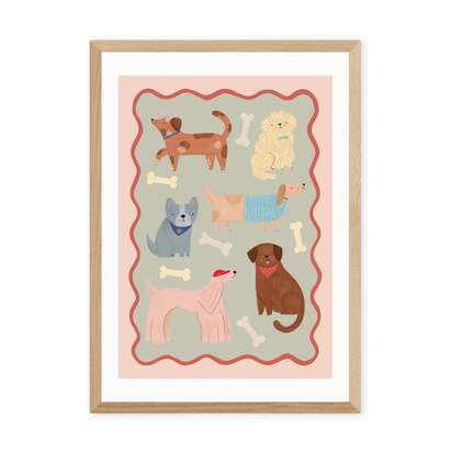 East End Prints Dogs in Sage and Pink Print
