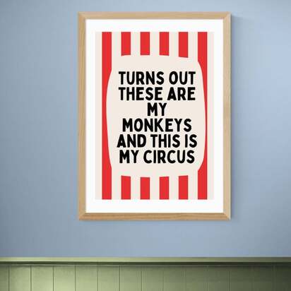 East End Prints Turns Out These Are My Monkeys Red Print