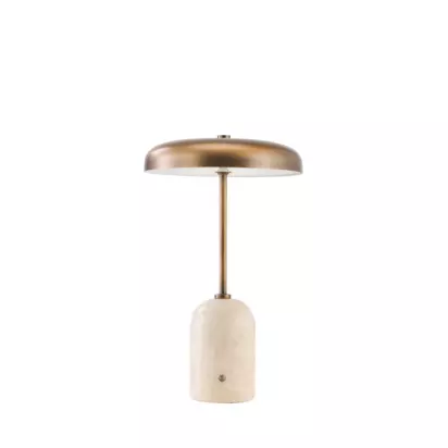 John Lewis Arden Marble Base Rechargeable LED Table Lamp Travertine | H31 x Dia.19cm