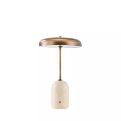 John Lewis Arden Marble Base Rechargeable LED Table Lamp Travertine | H31 x Dia.19cm
