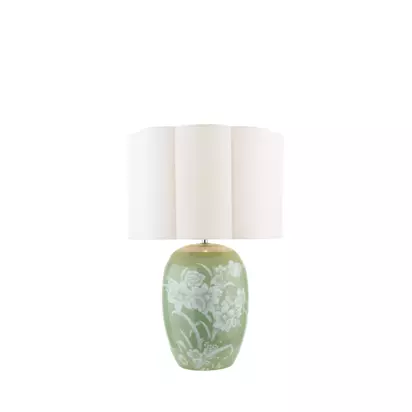 Laura Ashley Pashley Ceramic Base Table Lamp, Green Green | H58 x W38 x D38cm