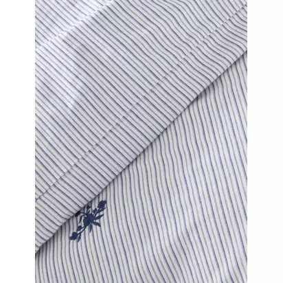 John Lewis Stanton Pure Cotton Embroidered Percale Duvet Cover Set, Blue Blue | 230cmx220cm