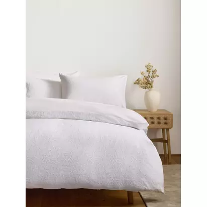 John Lewis Sheringham Pure Cotton Floral Jacquard Duvet Cover Set, White White | H0.20 x W220 x D260cm