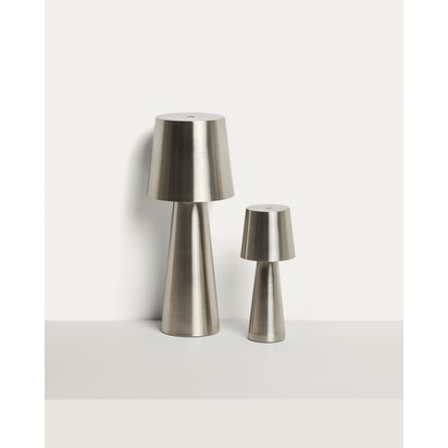 Arenys large table lamp in metal with a shiny silver finish