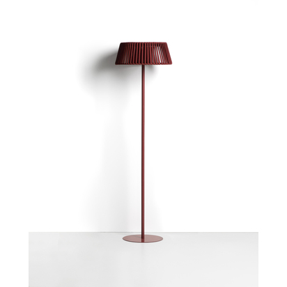 Aldet outdoor solar floor lamp in terracotta flat rope cord with metal stand Ã˜46cm