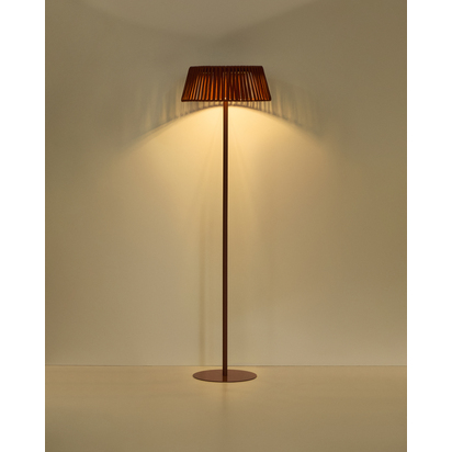 Aldet outdoor solar floor lamp in terracotta flat rope cord with metal stand Ã˜46cm