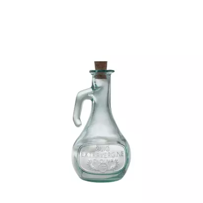 Vidrios San Miguel Glass Olive Oil Bottle with Cork Stopper, 500ml Clear | H25 x W18 x D25cm
