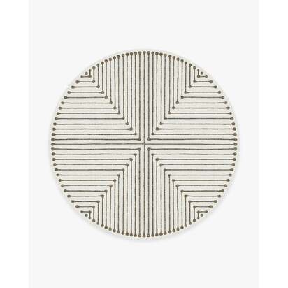 Inkdrop Camel & Ivory Flatwoven Rug by Jonathan Adler - 245 Round cm - Rug + Pad System