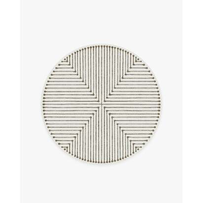 Inkdrop Camel & Ivory Flatwoven Rug by Jonathan Adler - 185 Round cm - Rug + Cushioned Pad System