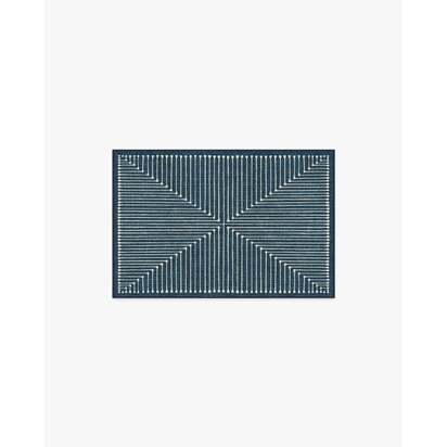 Inkdrop Lapis Blue Flatwoven Rug by Jonathan Adler - 60 x 90 cm - Rug + Pad System