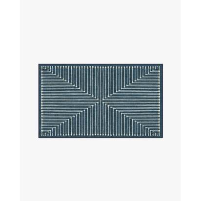Inkdrop Lapis Blue Flatwoven Rug by Jonathan Adler - 90 x 150 cm - Rug + Cushioned Pad System