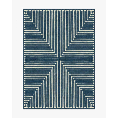 Inkdrop Lapis Blue Flatwoven Rug by Jonathan Adler - 150 x 215 cm - Rug + Cushioned Pad System
