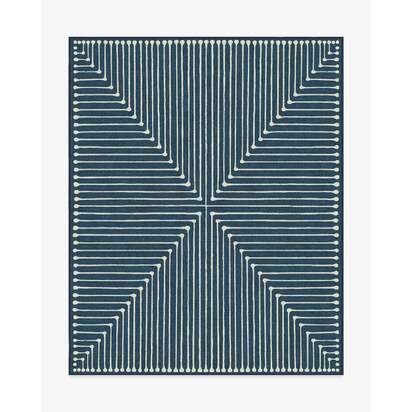 Inkdrop Lapis Blue Flatwoven Rug by Jonathan Adler - 245 x 305 cm - Rug + Cushioned Pad System