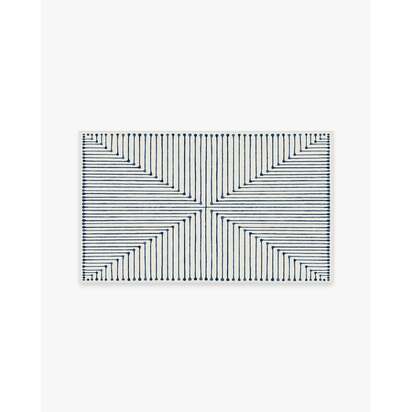 Inkdrop Slate Blue Flatwoven Rug by Jonathan Adler - 90 x 150 cm - Rug + Pad System