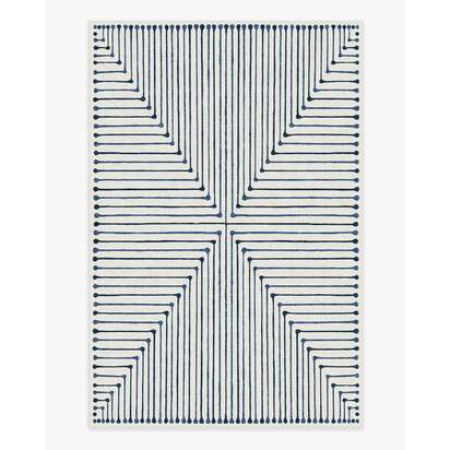 Inkdrop Slate Blue Flatwoven Rug by Jonathan Adler - 185 x 275 cm - Rug + Cushioned Pad System
