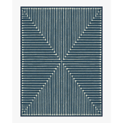 Inkdrop Lapis Blue Flatwoven Rug by Jonathan Adler - 275 x 365 cm - Rug + Pad System