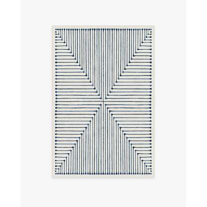 Inkdrop Slate Blue Flatwoven Rug by Jonathan Adler - 120 x 185 cm - Rug + Cushioned Pad System