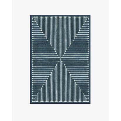 Inkdrop Lapis Blue Flatwoven Rug by Jonathan Adler - 120 x 185 cm - Rug + Cushioned Pad System