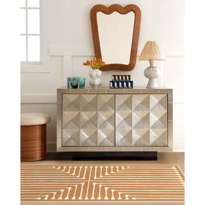 Inkdrop Copper Flatwoven Rug by Jonathan Adler - 75 x 305 cm - Rug + Pad System