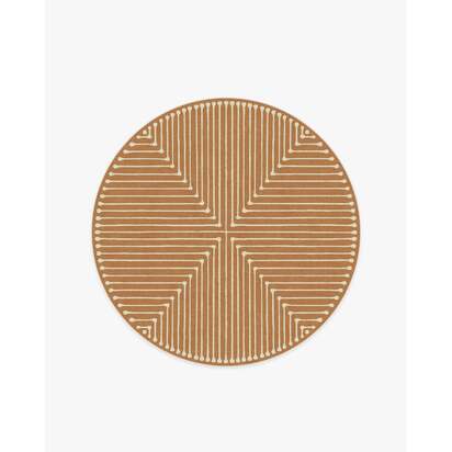 Inkdrop Copper Flatwoven Rug by Jonathan Adler - 185 Round cm - Rug + Cushioned Pad System
