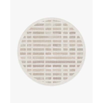 Laine Ivory & Natural Flatwoven Rug - 245 Round cm - Rug + Cushioned Pad System
