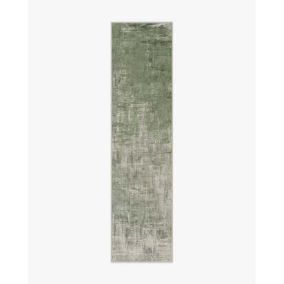 Impasto Sage Green Flatwoven Rug - 75 x 305 cm - Rug + Pad System