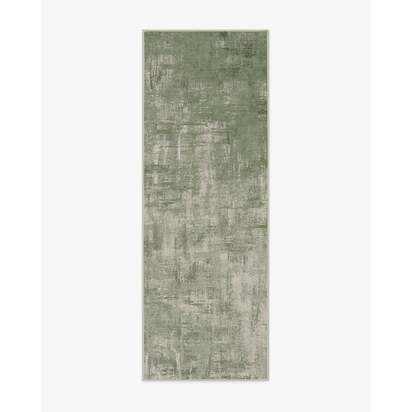 Impasto Sage Green Flatwoven Rug - 75 x 215 cm - Rug + Cushioned Pad System