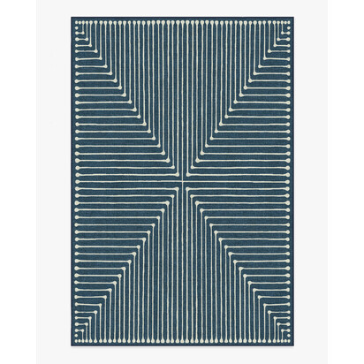 Inkdrop Lapis Blue Flatwoven Rug by Jonathan Adler - 200 x 290 cm - Rug + Pad System