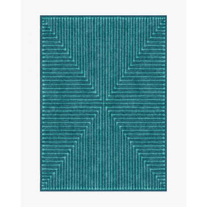 Inkdrop Blue & Teal Flatwoven Rug by Jonathan Adler - 150 x 215 cm - Rug + Pad System