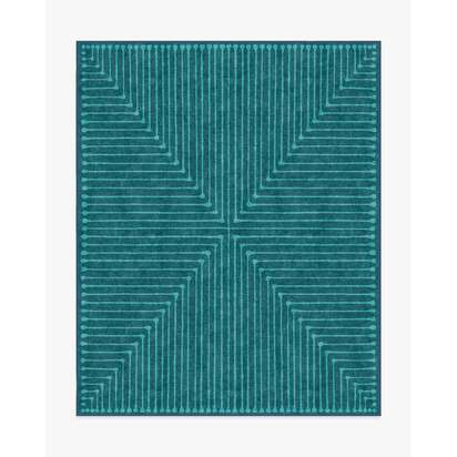 Inkdrop Blue & Teal Flatwoven Rug by Jonathan Adler - 150 x 215 cm - Rug + Pad System