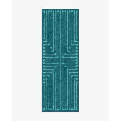 Inkdrop Blue & Teal Flatwoven Rug by Jonathan Adler - 75 x 215 cm - Rug + Cushioned Pad System