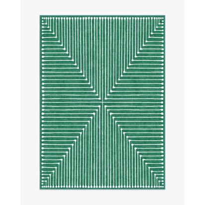 Inkdrop Green Flatwoven Rug by Jonathan Adler - 150 x 215 cm - Rug + Pad System