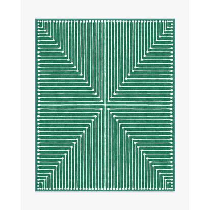 Inkdrop Green Flatwoven Rug by Jonathan Adler - 185 x 275 cm - Rug + Pad System