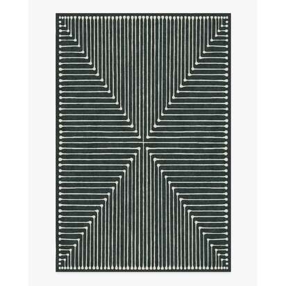Inkdrop Charcoal Flatwoven Rug by Jonathan Adler - 185 x 275 cm - Rug + Pad System