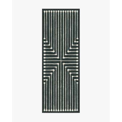 Inkdrop Charcoal Flatwoven Rug by Jonathan Adler - 75 x 215 cm - Rug + Cushioned Pad System