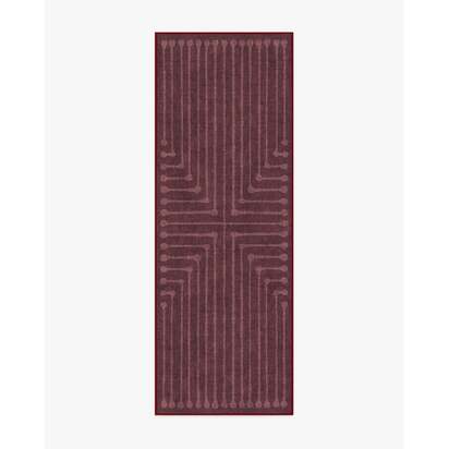 Inkdrop Burgundy Flatwoven Rug by Jonathan Adler - 75 x 215 cm - Rug + Cushioned Pad System