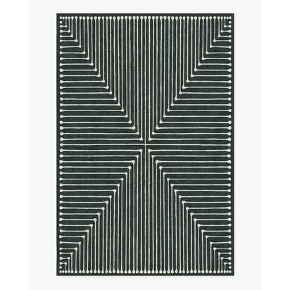 Inkdrop Charcoal Flatwoven Rug by Jonathan Adler - 200 x 290 cm - Rug + Pad System