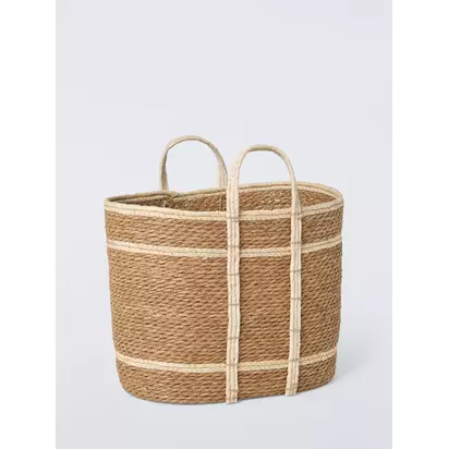 John Lewis Slim 2 Tone Bulrush Basket, Natural Natural | 43x24x37cm