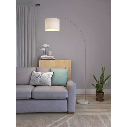 John Lewis Angus Arched Floor Lamp Brushed Steel | H200 x W33 x D109cm