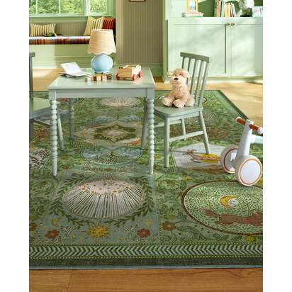Woodland Wanderer Green Flatwoven Rug - 150 x 215 cm - Rug + Pad System