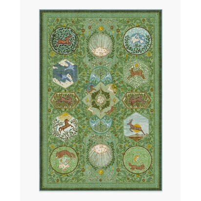 Woodland Wanderer Green Flatwoven Rug - 185 x 275 cm - Rug + Pad System