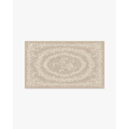 Bashful Bunny Toile Natural Flatwoven Rug - 90 x 150 cm - Rug + Pad System