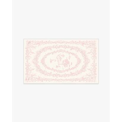 Bashful Bunny Toile Pink Flatwoven Rug - 185 x 275 cm - Rug + Pad System
