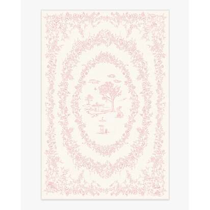 Bashful Bunny Toile Pink Flatwoven Rug - 200 x 290 cm - Rug + Pad System