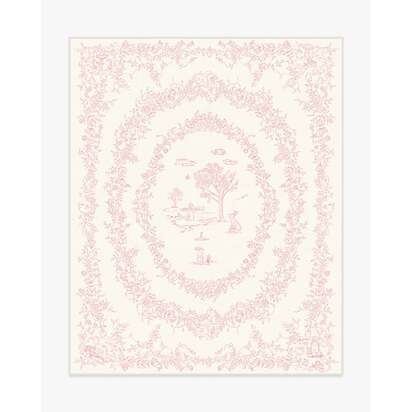 Bashful Bunny Toile Pink Flatwoven Rug - 200 x 290 cm - Rug + Cushioned Pad System