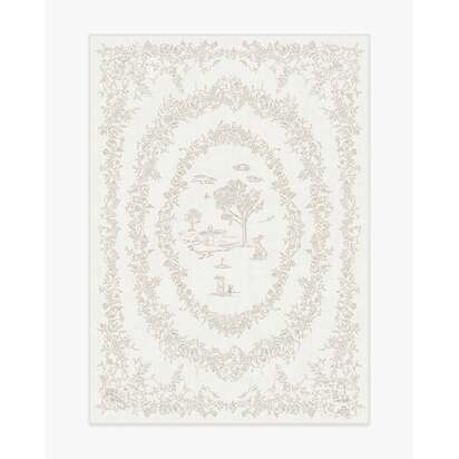 Bashful Bunny Toile Ivory Flatwoven Rug - 150 x 215 cm - Rug + Pad System