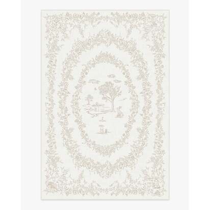 Bashful Bunny Toile Ivory Flatwoven Rug - 185 x 275 cm - Rug + Cushioned Pad System