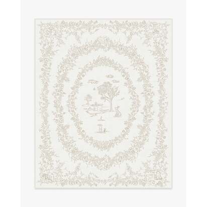 Bashful Bunny Toile Ivory Flatwoven Rug - 200 x 290 cm - Rug + Cushioned Pad System