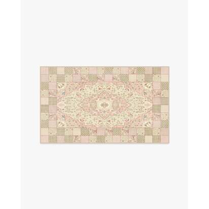 Playful Patchwork Pink Flatwoven Rug - 90 x 150 cm - Rug + Cushioned Pad System
